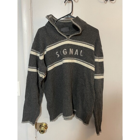 Signal Quarter Zip Lambswool Gray Sweater - Men’s XL - Picture 1 of 5